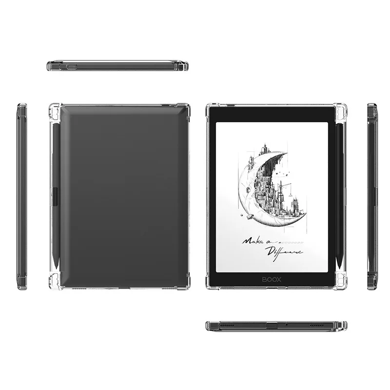 2-IN-1 لهاتف Onyx Boox Tab Mini C 8C 7.8 بوصة حامل أقلام رصاص شفاف من مادة TPU غطاء خلفي مقاوم للصدمات + حزام يد آمن (أسود) #2