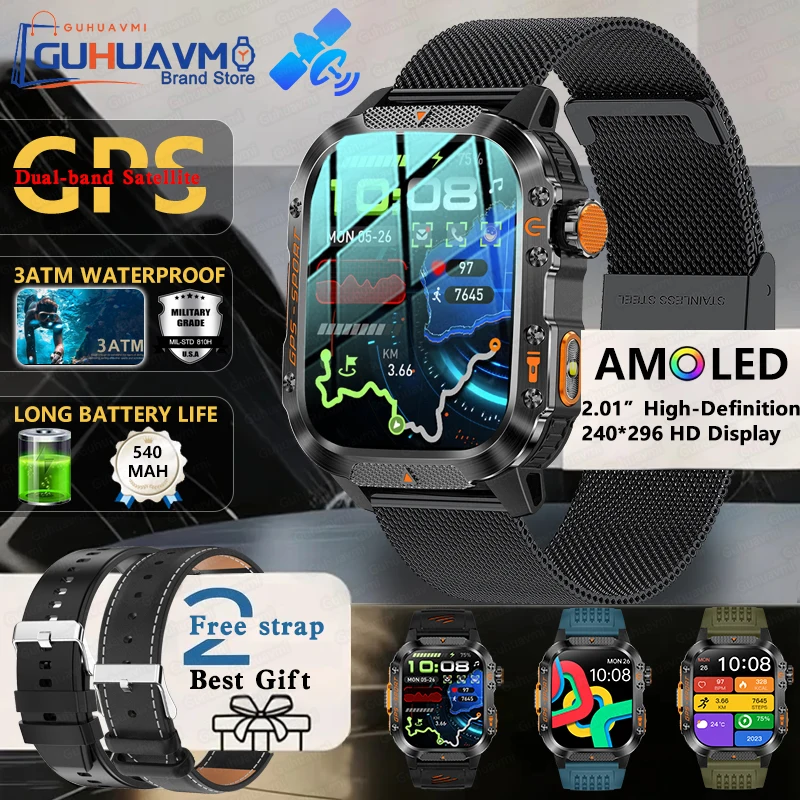 

For Huawei Sport Smart Watch GPS Compass Altimeter Barometric 3ATM Waterproof AMOLED Bluetooth Call Smart watches Birthday Gift