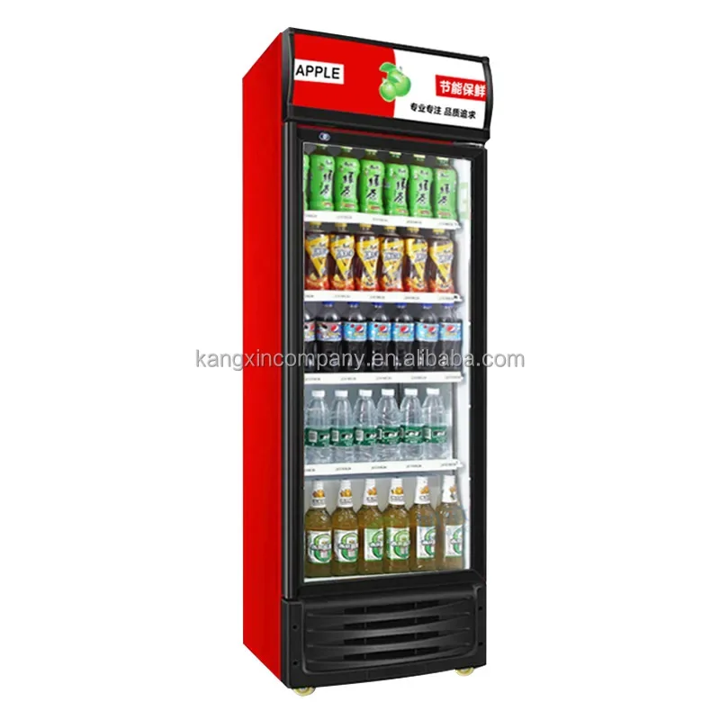 Convenience store fresh-keeping beverage supermarket vertical freezer 300 liters refrigerated display cabinet