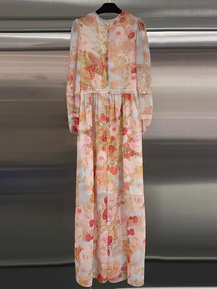 เดรสลายดอกคอวีสไตล์ค็อทเทจคอร์สำหรับผู้หญิง DFDG ปี 2025 แขนพองแต่งลูกไม้สไตล์วินเทจ เหมาะสำหรับใส่ในฤดูใบไม้ผลิ ฤดูร้อน งานปาร์ตี้ลำลอง