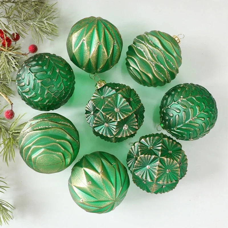 8CM 12PCS Retro Christmas Balls Luxury Green Black Xmas Decorative Hanging Ornaments Party Christmas Spheres Pendant 2026
