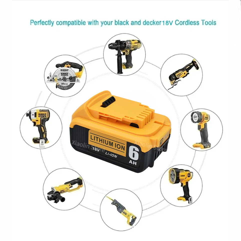 18V 6000mAh rechargeable battery，for dewei DCB184 DCB184B-XJ DCB180 DCB181 DCB182 DCB183 DCB185 18V Power Tool Battery