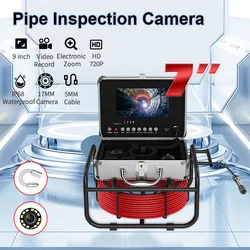 Caméra d'Inspection de Tuyaux avec Moniteur de 9 Pouces, Endoscope Industriel, DVR Statique, 17mm, avec Carte TF 16G