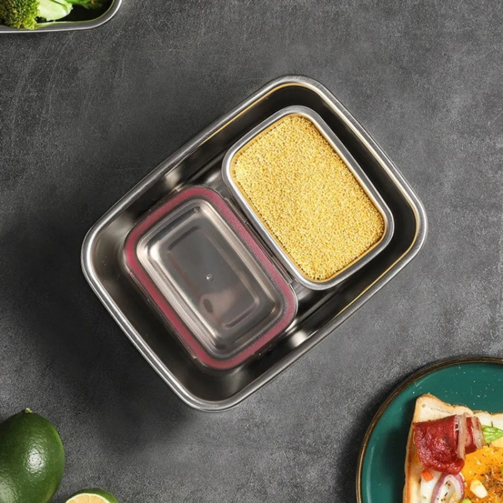 Leak-proof 304 Stainless Steel Fresh-keeping Box Rust-Proof Corrosion-resistant Food Storage Container Silicone Ring Sealed