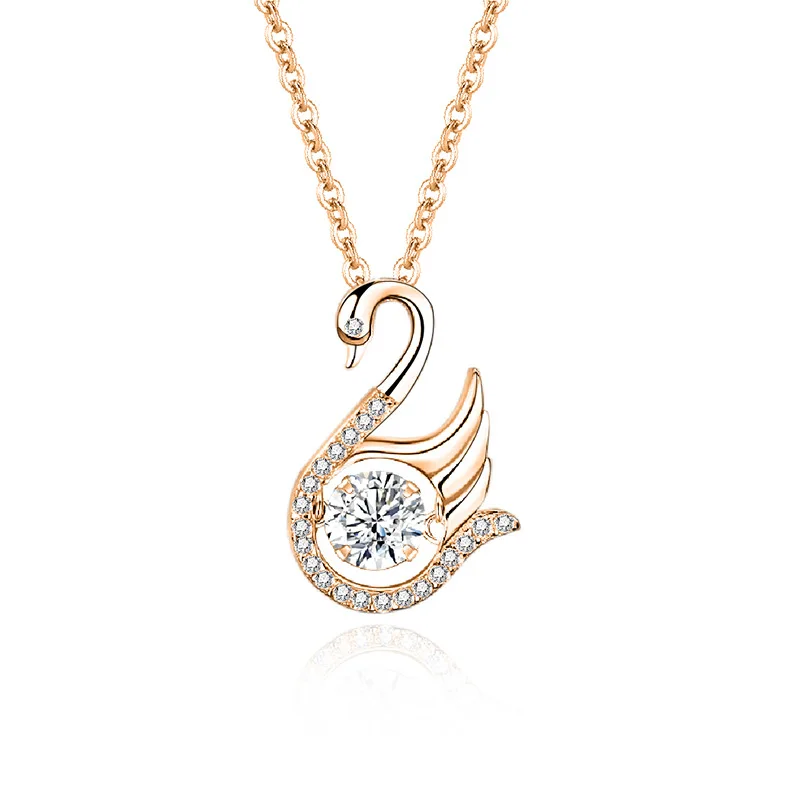 

Swan beating heart mozzarella diamond collarbone necklace, S925 silver fashion smart pendant. Gift box