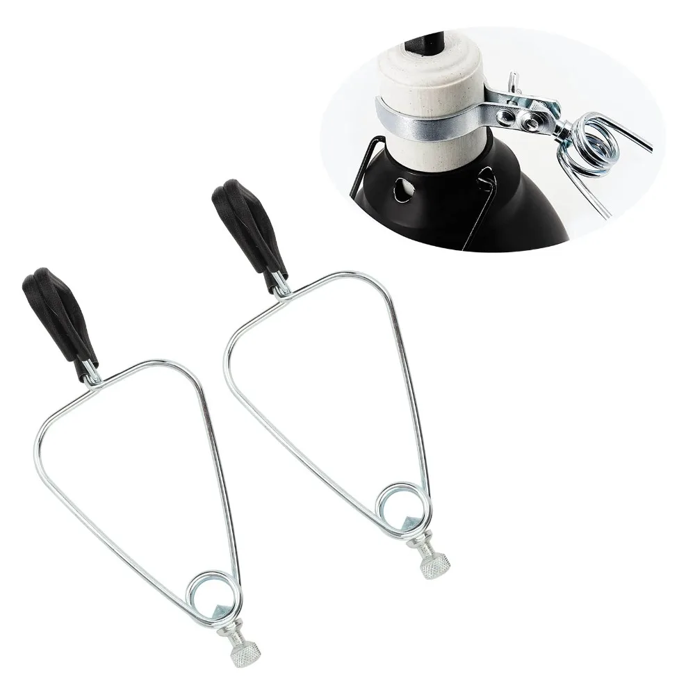 2sets Iron Lampshade Holder Durable Strong Grip Clamp Stand Fixture Heat Resistant Lightweight Body Dome Clamp Lamp Holder