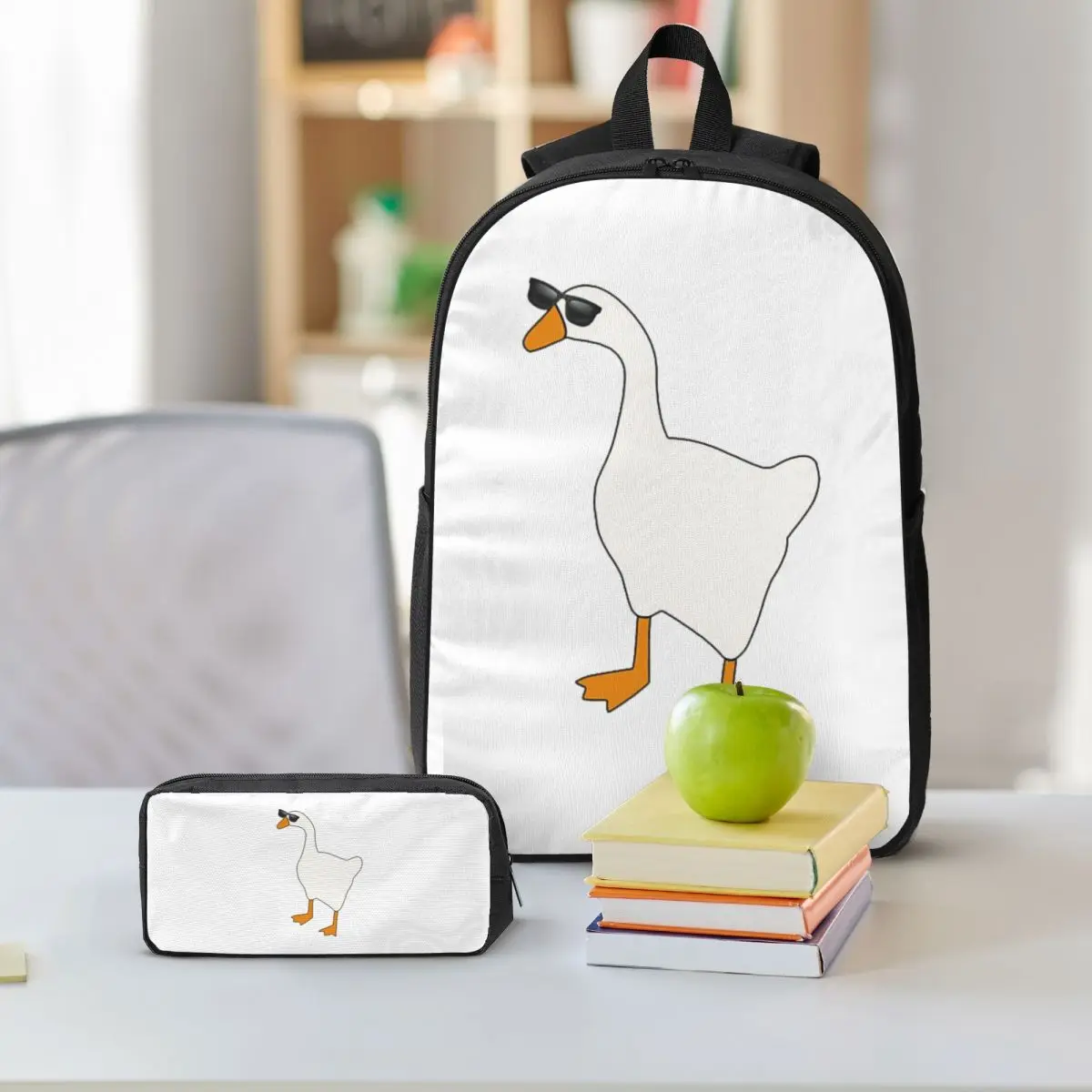 Untitled Goose Game Backpack Boys Girls BookBag School Bag Shoulder Bags 3ps Insulated Lunch Bag Pencil Case