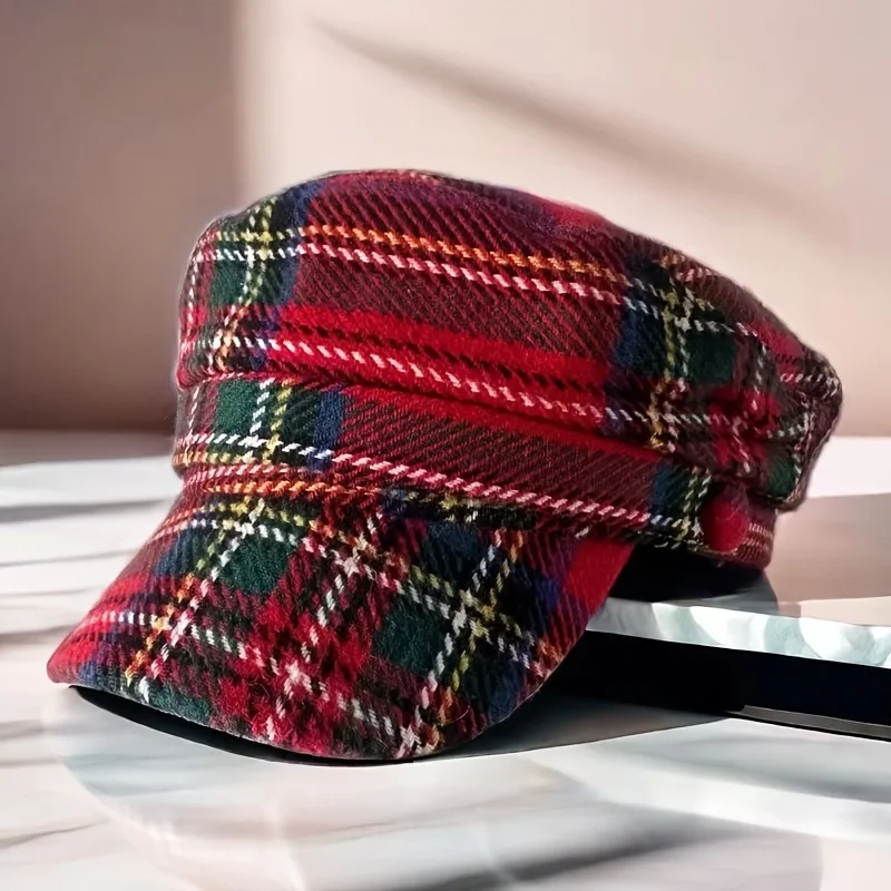 HongLuan zoet geruit patroon baret en krantenjongenspet vrouw, cosplay vrouwelijke accessoires