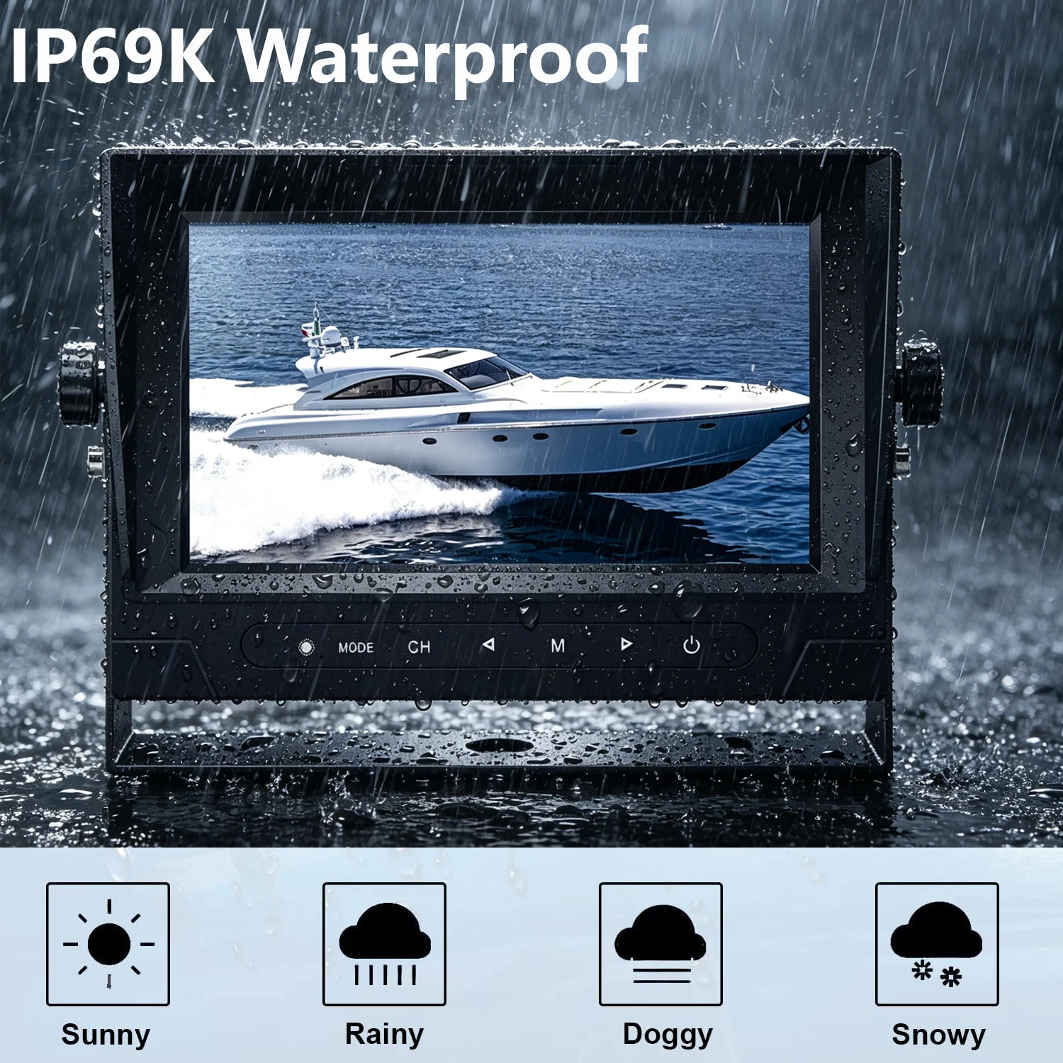 ISO7637-2 5A/5B Standard 7inch 1080P AHD LCD Waterproof IP69K Metal Housing for Heavy Vehicles Trucks Reversing Aid