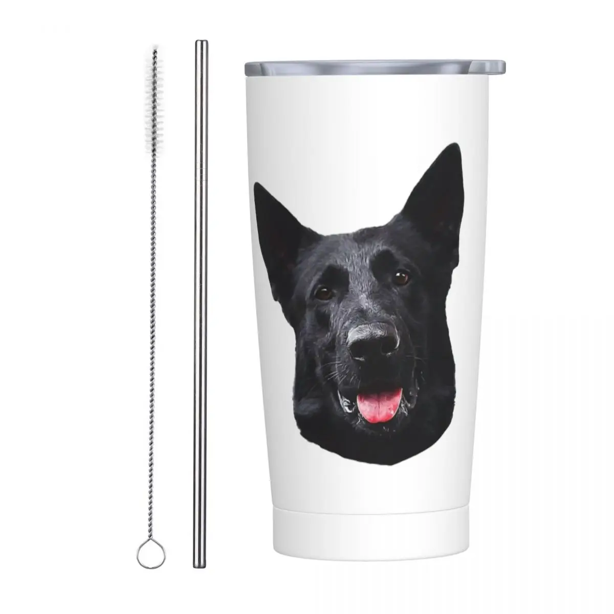 Black German Shepherd Dog - Stunning Stainless Steel Tumbler Vacuum Insulated Mugs Thermal Cold Bottle Straw With Lid 20oz