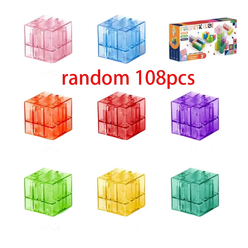 Nieuwe populaire transparante magnetische blokken-bouwmagneet Wereldset voor kinderen, zintuiglijk constructiespeelgoed Kerstcadeaus voor kinderen