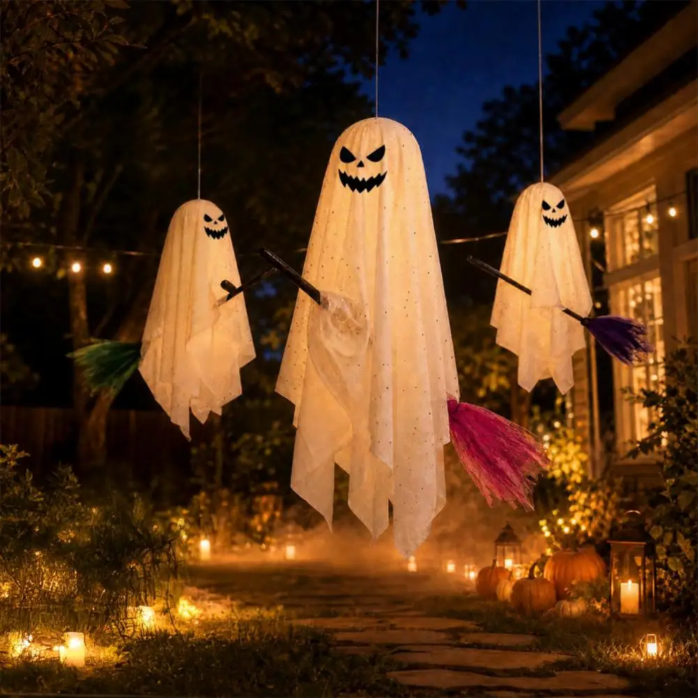 Outdoor Hanging Spooky Decor Battery Operated Yard Ornaments Halloween Hanging Ghost Decor with Remote Control Lights Flying