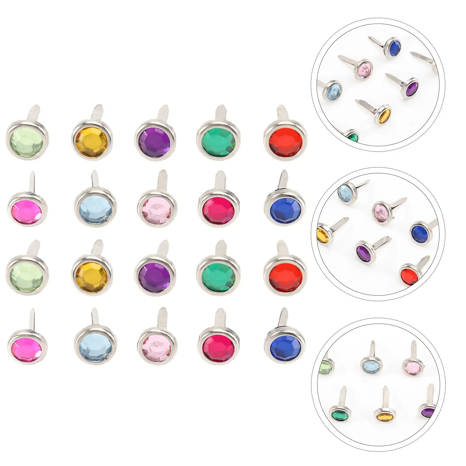 100 Pcs Mini Round Brads Craft Fasteners Different Colors Practical Paper Crafts Scrapbooking Photos Ribbons Items