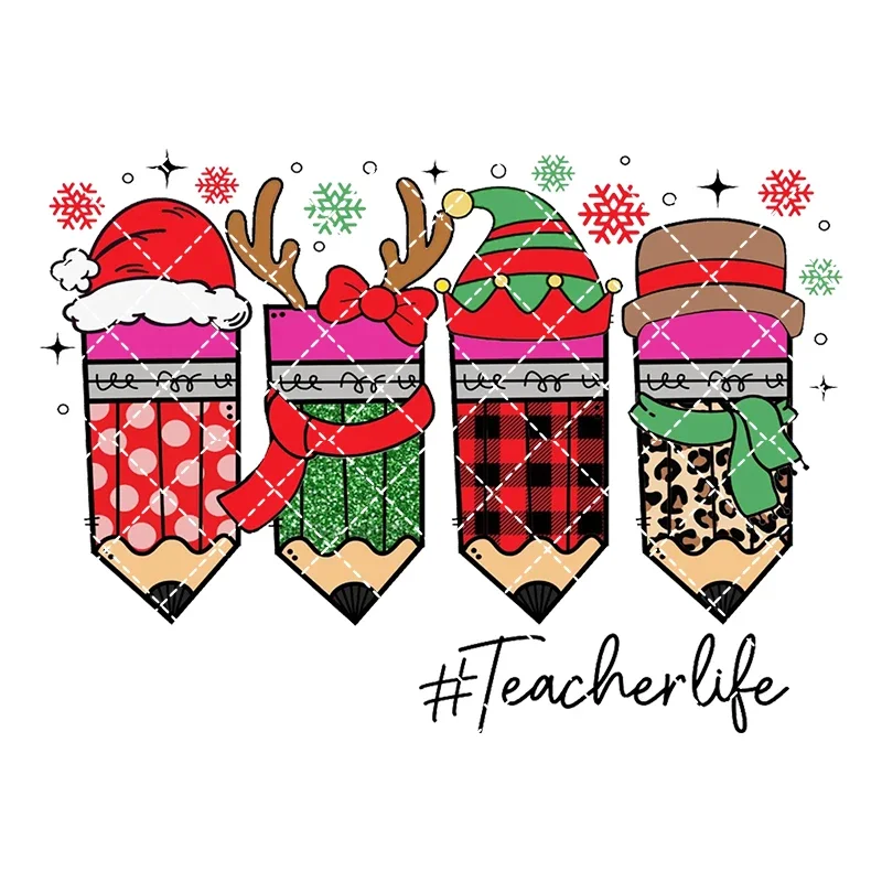 cadeau Kerstmis opstrijkbare warmteoverdrachtstickers voor kleding DTF pinted vinyl thermische applicaties wasbare T-shirt sticker