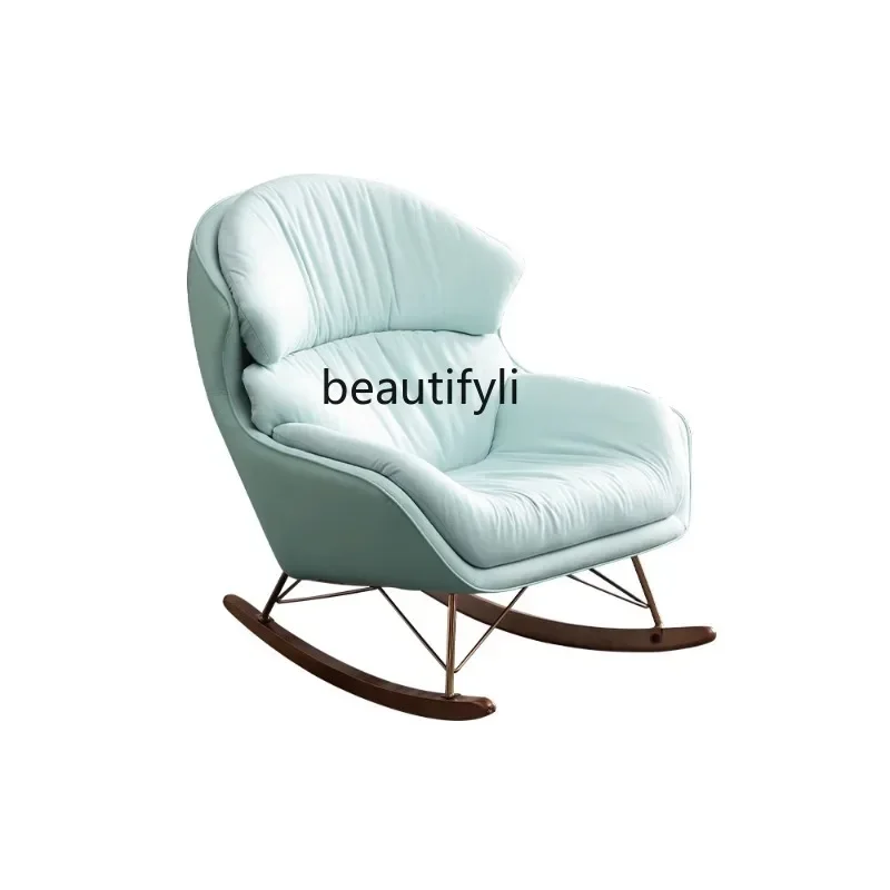 07Nordic  Rocking Chair Recliner Adult Household Small Apartment Simple Modern Living Room Balcony Leisure Rocking Chair Sofa
