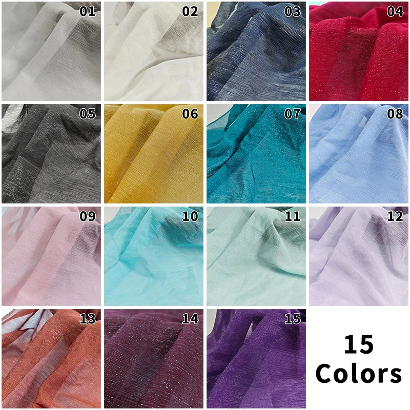 Shimmering Wrinkled Chiffon Fabric with Encrypted Glitter and Silver Sheen for Hanfu Dress Big Sleeve Shirt DIY Sewing Projects