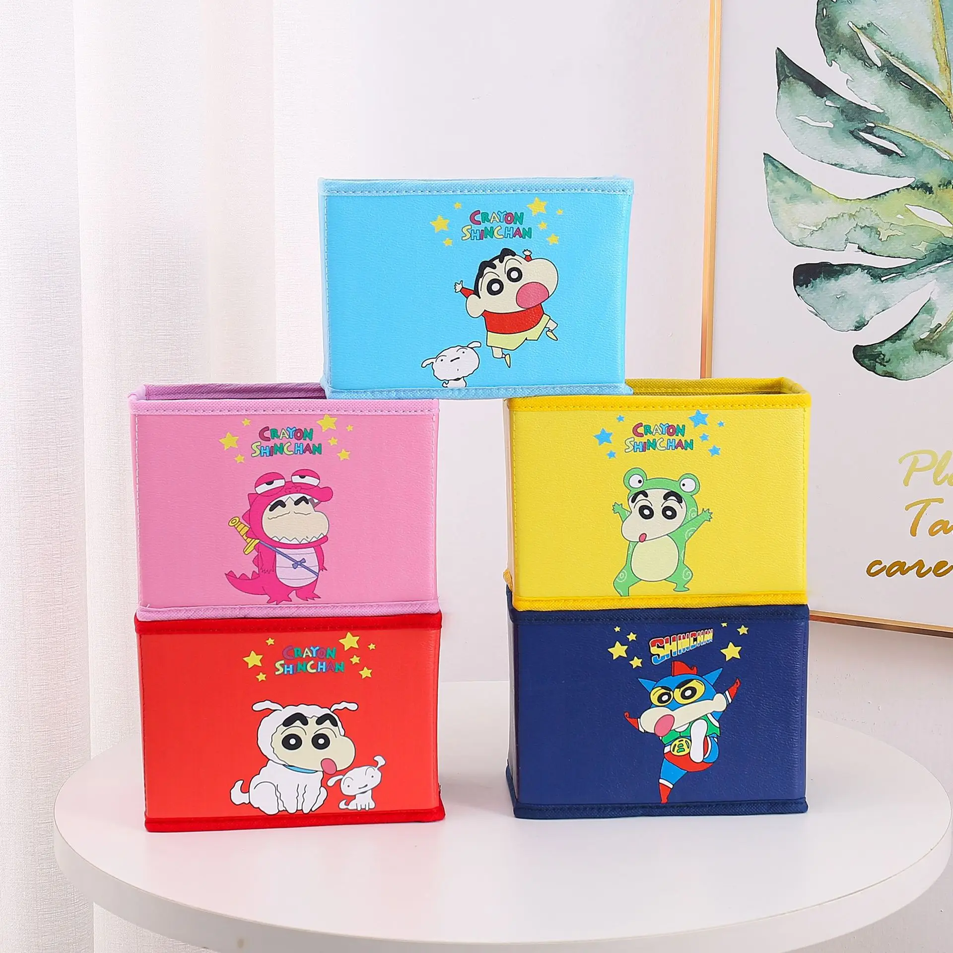 

Коробка для хранения карандашей Shinchan с героями мультфильмов, складная коробка для хранения, настольная коробка для сортировки одежды, ящик для хранения игрушек, бытовой ящик для хранения