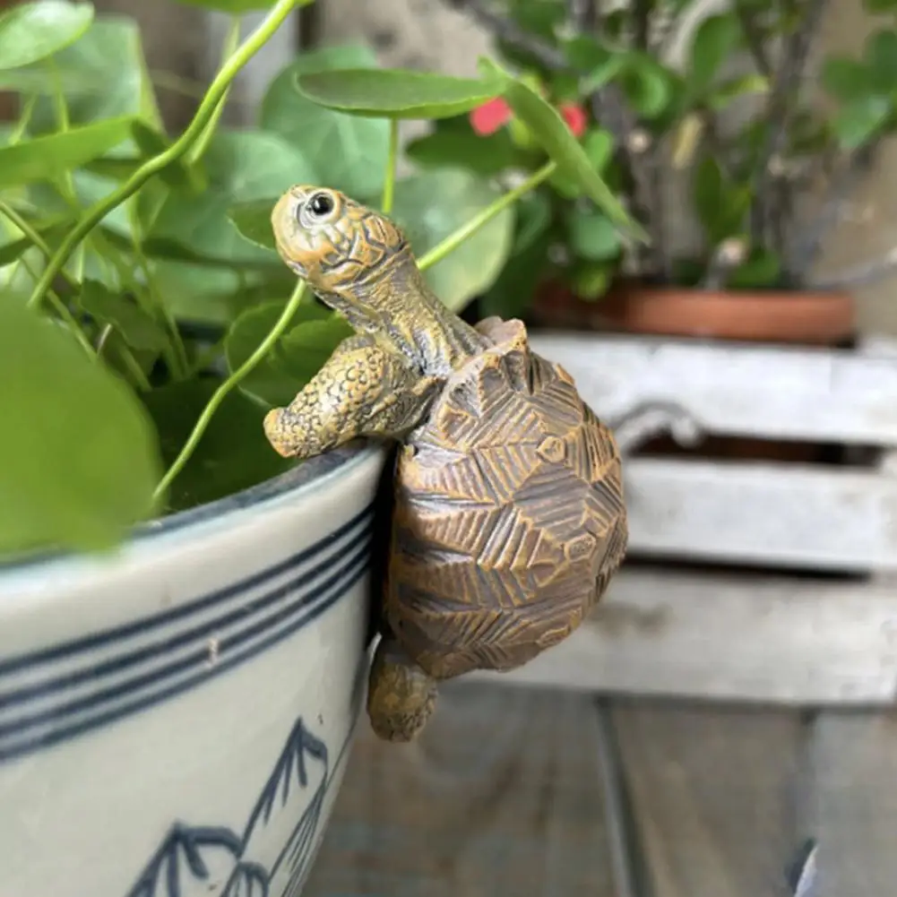 Niedliche Schildkröten-Blumentopf-Dekorationen, Klettertier-Figuren, Pflanzentopf-Aufhänger, Blumentopf-Dekoration, Hängende Schildkröte, Aquarium-Deko – Detail 2
