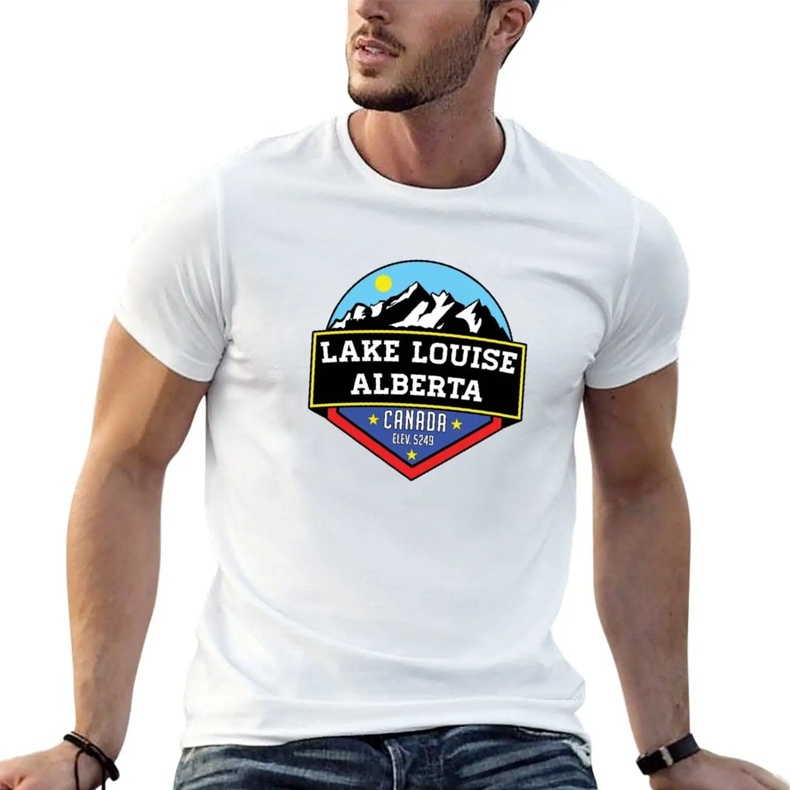 

LAKE LOUISE ALBERTA CANADA MOUNTAINS LAKE T-Shirt cotton t shirts man 100% t shirt man cotton T-Shirt