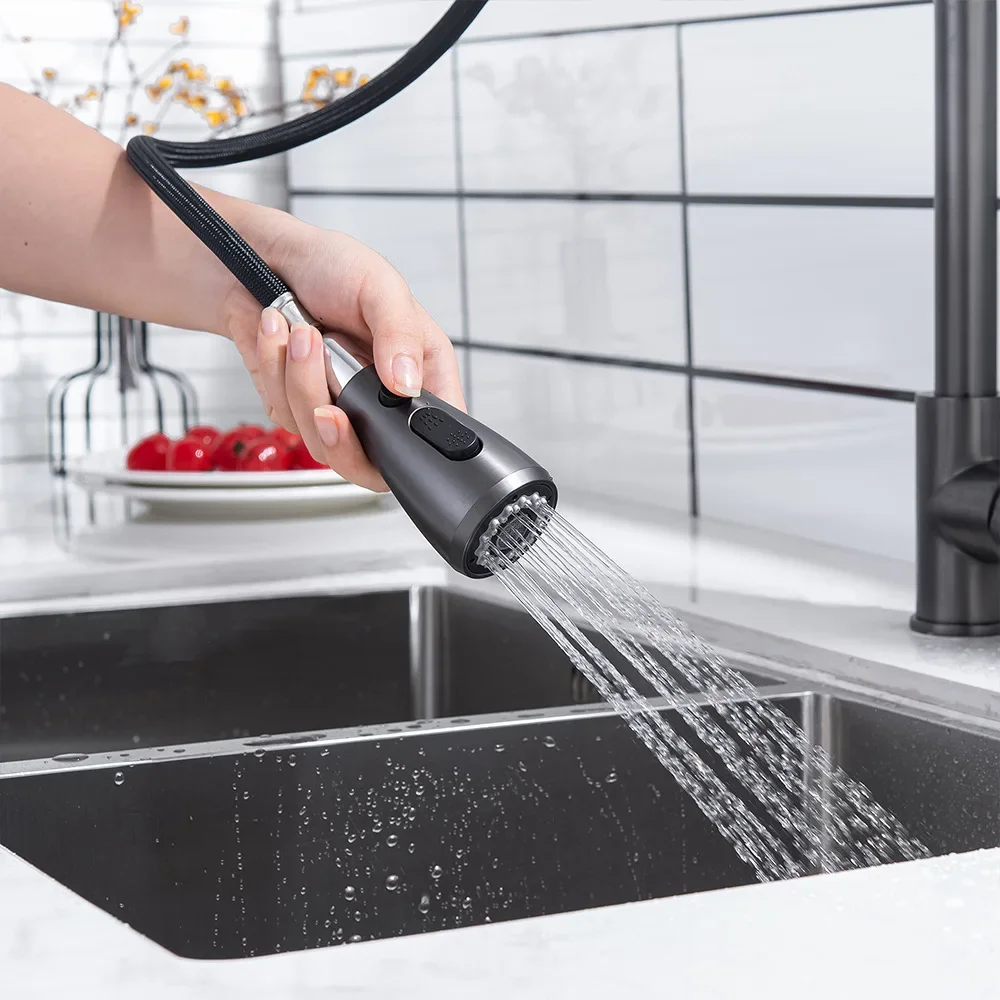 Grey Touch Kitchen Faucets Hot Cold Kitchen Sink Mixer Tap with Pull Down Sprayer Smart Sensor Touch Kitchen Mixer Faucet