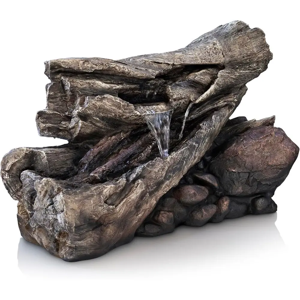 

Двухуровневый фонтан-ствол дерева с LED-подсветкой, в деревенском стиле, для декора сада и патио, бежевый