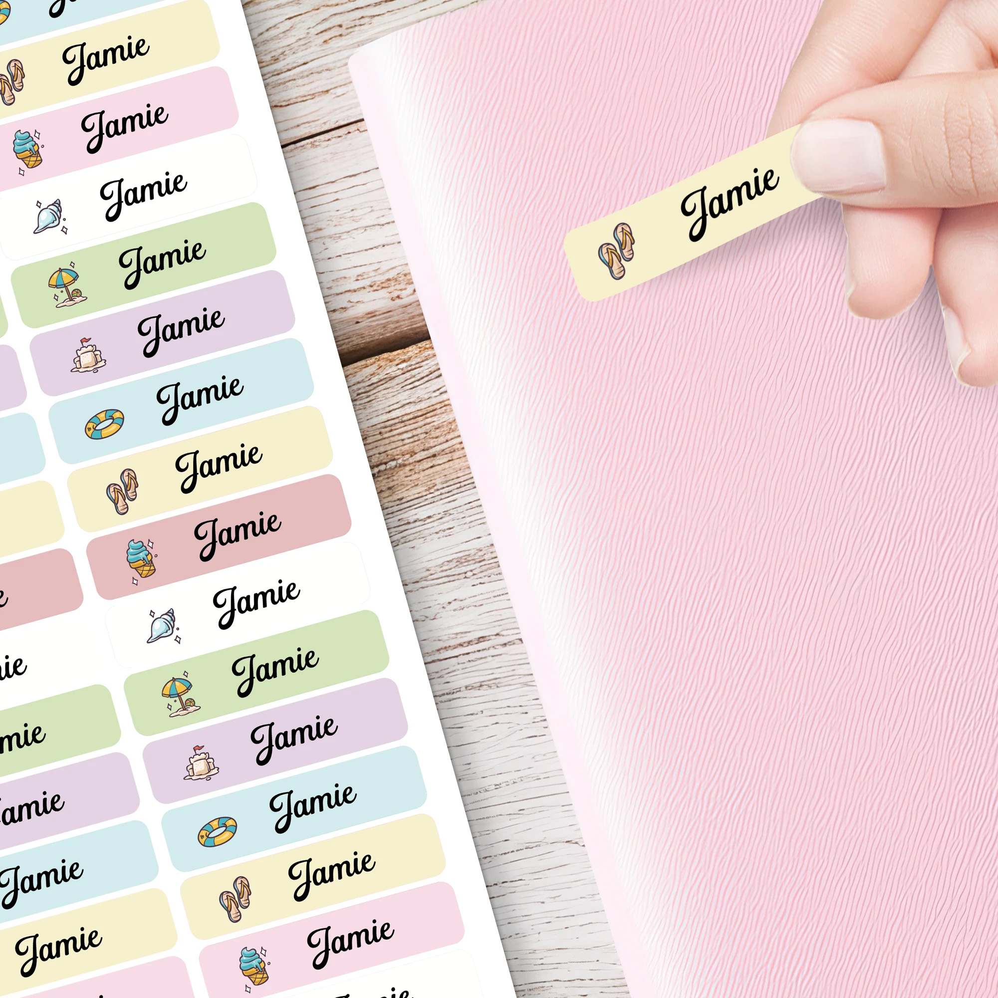 Spersonalizowane etykiety z nazwą szkoły na święta, wodoodporne naklejki na zamówienie dla dzieci, artykuły papiernicze, wielojęzyczny projekt do rękodzieła DIY.