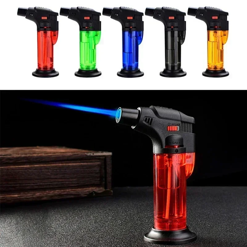 Windproof Gas Torch Lighter Portable Cigar Lighters Powerful Turbo Inflatable Butane Jet Flame Lighter Kitchen BBQ Ignition Tool