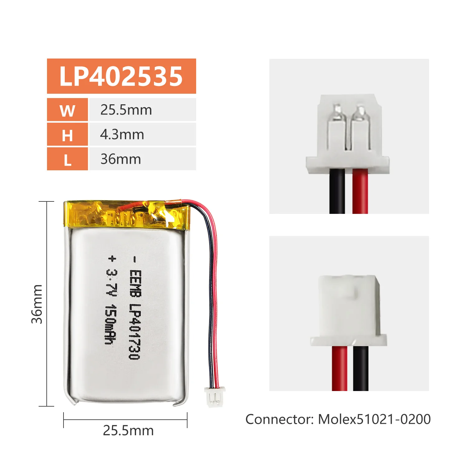 EEMB 1 ~ 10 szt 402535   Bateria litowo-polimerowa 3,7 V 320 mAh akumulatory litowo-jonowe lp 402535