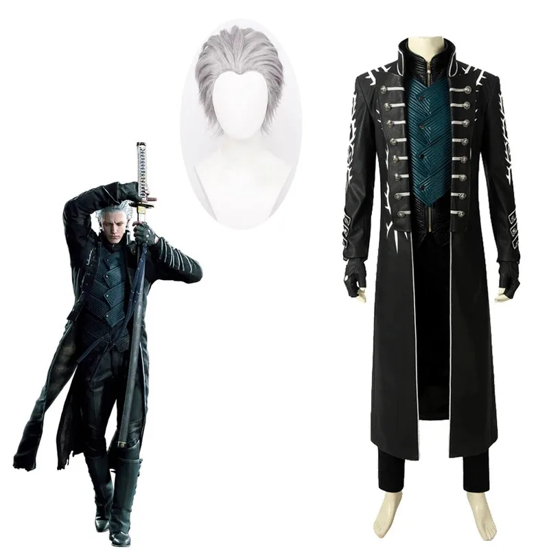 

Game DMC 5 Cosplay Costume Demon Hunter Vergil Long Fashion Jacket Fancy Masquerade Carnival Outfitcustomizable