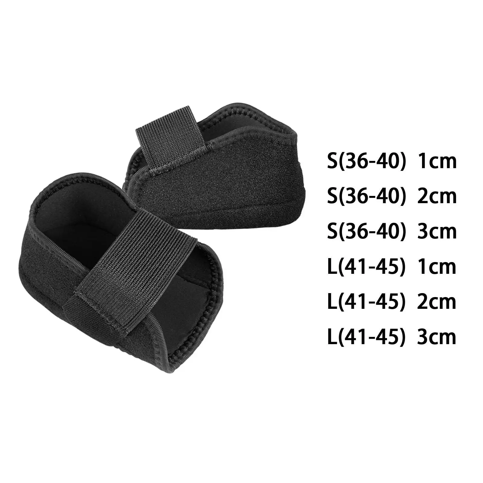 

Heel Protectors Elastic Nylon Flexible Black Cloth Height Lift Pad Inserts Pads Heel Guard Set for Heel Pain Plantar Fasciitis