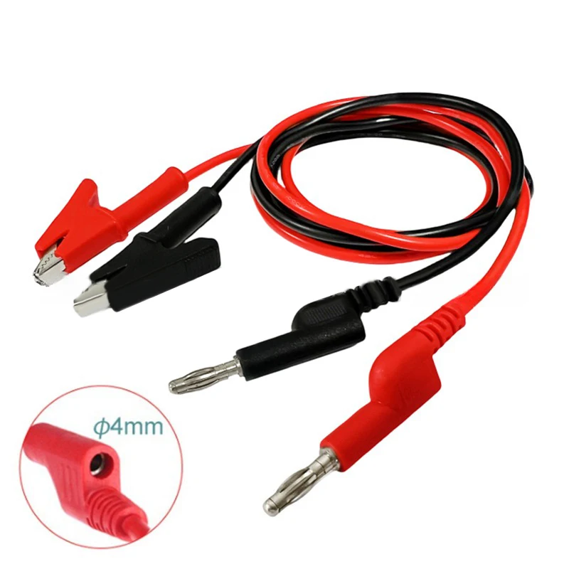 【A】2pcs 4mm Alligator Cilp To Banana Plug Test Cable Lead Connector Dual Tester Probe Crocodile Clip For Multimeter Measure Tool
