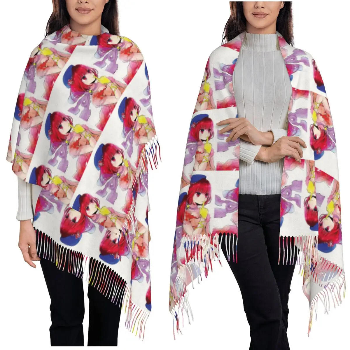 Oshi No Ko Kana Arima Anime Scarf Tassel Scarves Women Soft Warm Shawls and Wraps Large Fall Winter Shawl Wrap