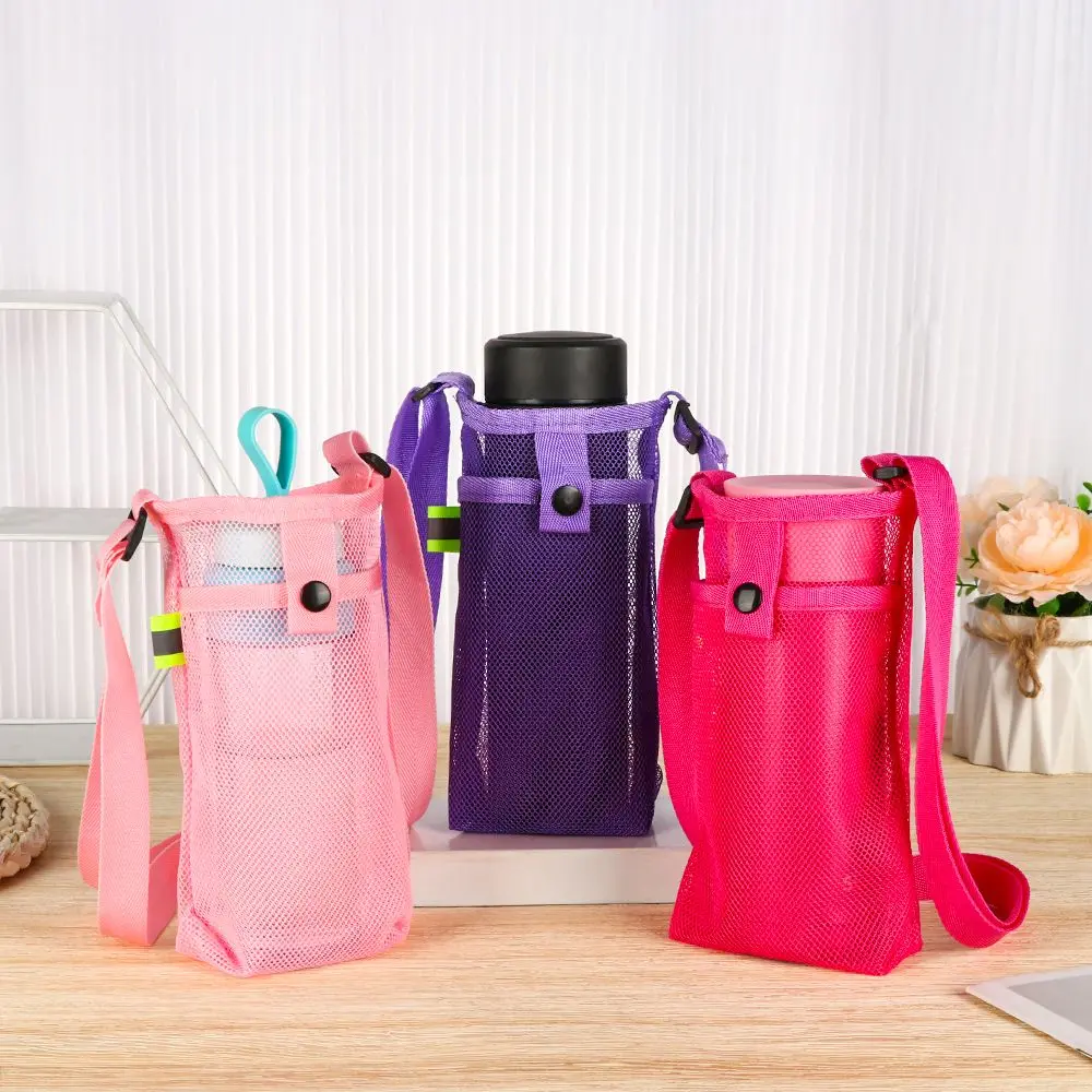 Water Bottle Cover Mobile Phone Bag Camping Accessories Mesh Cup Sleeve Pouch Portable Visible Bag Useful With Strap