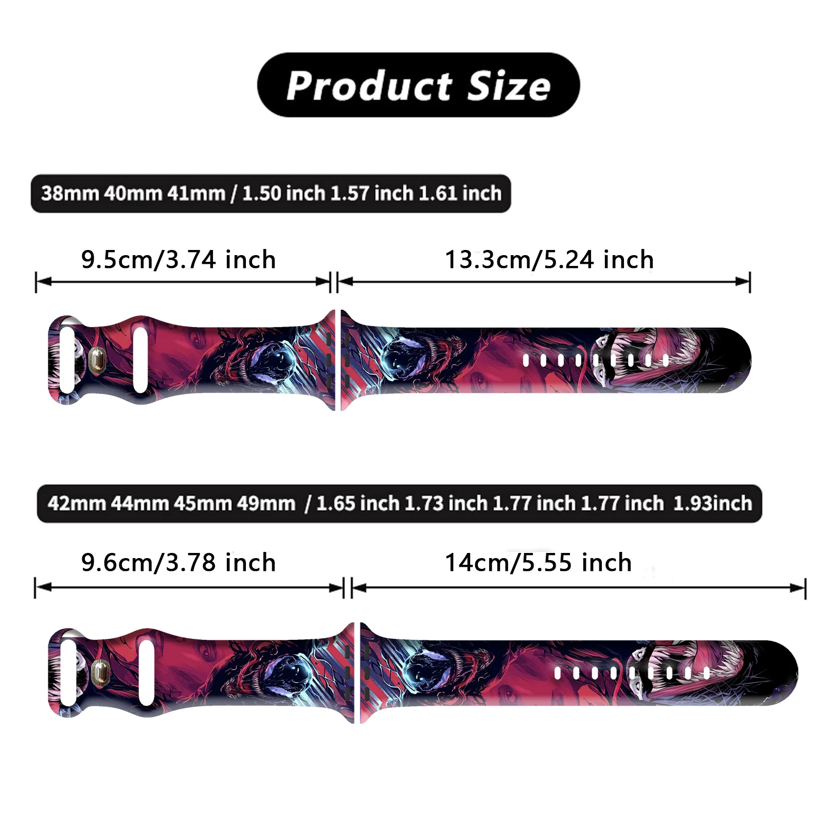 Venom Series Printed Strap for Apple Watch 11 10 9 8 Silicone Band Replaceable Watchband for iWatch 49mm 46mm 44mm 42mm Bracelet