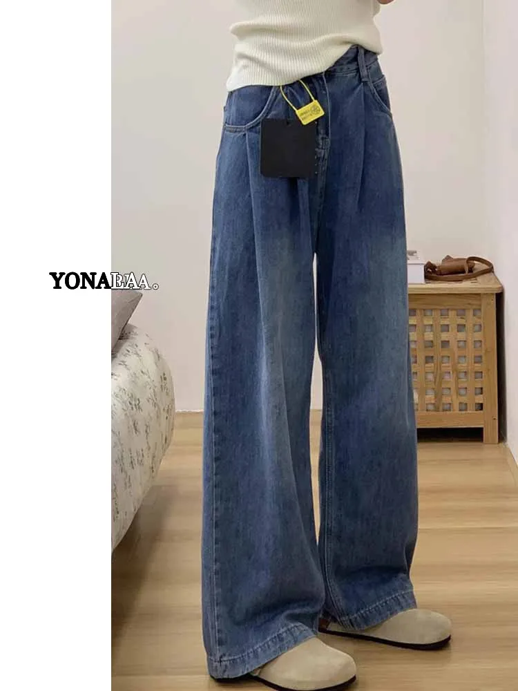

New 2026 Women's Jeans Bootcut Denim High Waist Loose Wide Leg Pants for Pear aped plus Size Fat MM Slimming Effect
