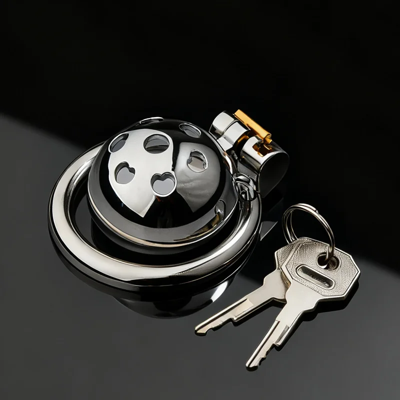 Metal Chastity Device Adjustable Cock Cage With Lock Ring Breathable Hollow Restraint Adult Couple