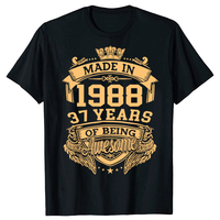 Born in 1988 37 Years of Being Awesome 37th Birthday Gift T Shirt Harajuku Short Sleeve T-shirt 100% Cotton Graphics Tshirt Tops