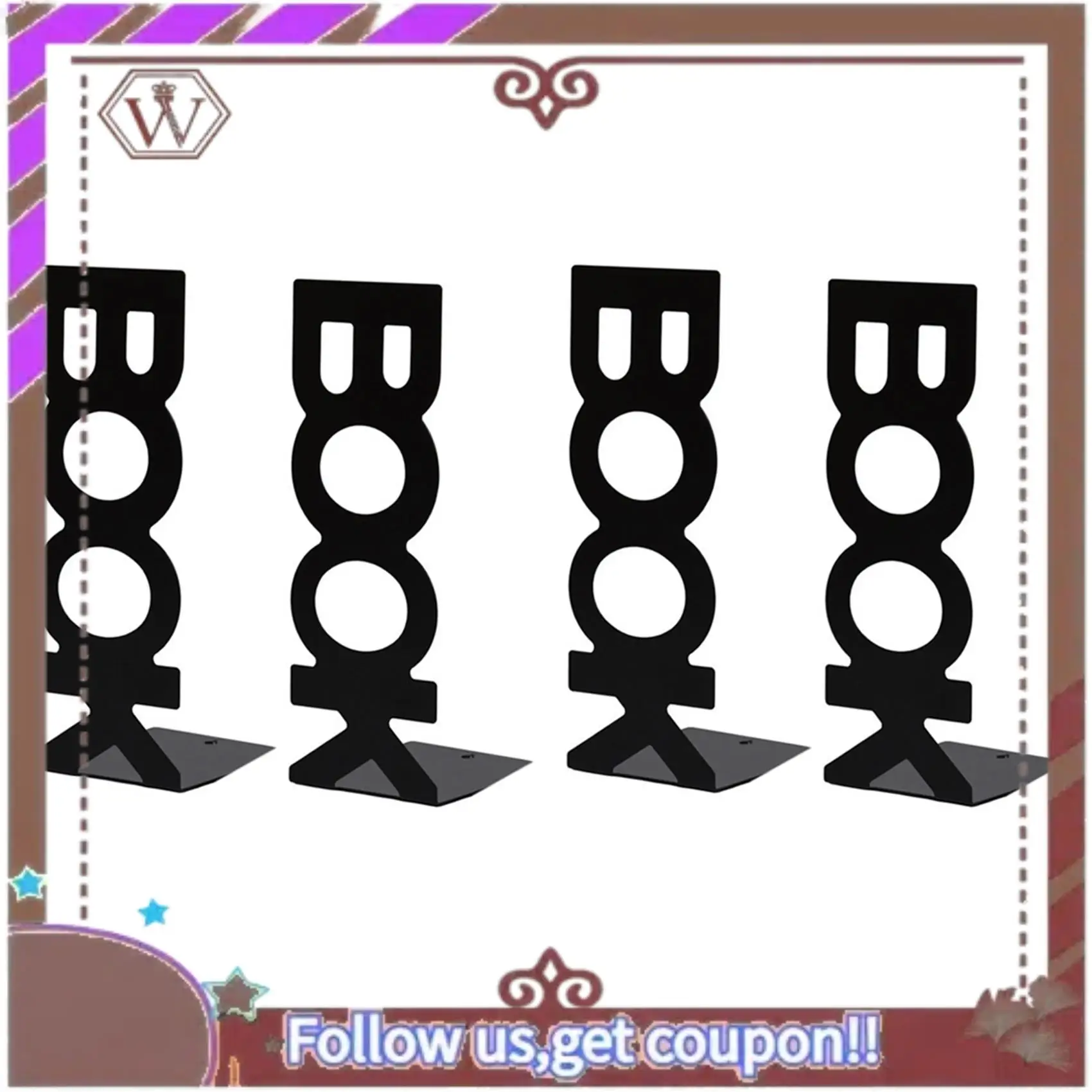 ABBG-2 Pair Bookends For Library School Book Holder Book Letter Book Baffle Black
