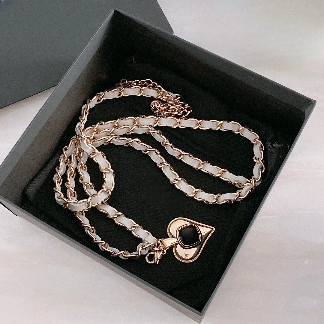 High quality copper gold-plated leather woven waist chain