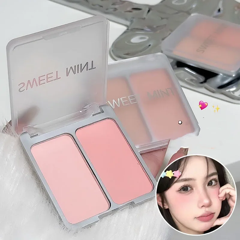 Monochrome Soft Mist Blush Powder Palette Natural Matte Rose Orange Blusher Powder Face Makeup Two-tone Contour Korean Cosmetic