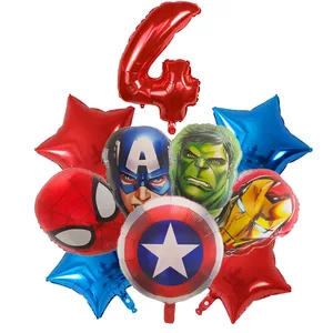 Cartoon Spiderman Aluminium Folienballons, Kindergeburtstagsfeier -Dekoration, Babyparty, Iron Man Hero Air Globes, Geschenke Spielzeug, 10pcs 6 Hauptverkauf Fantasy Iron Man Bebe - №2