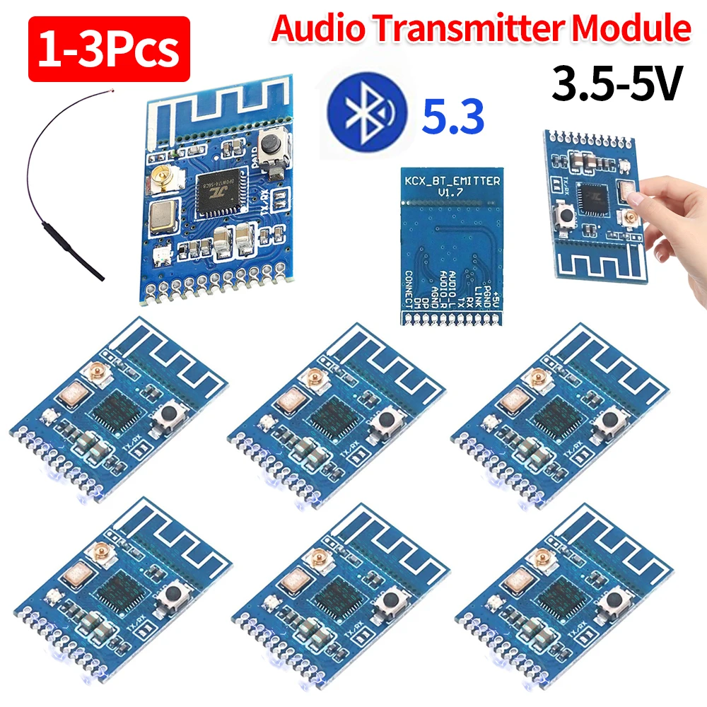 1/2/3Pcs KCX_EMITER Bluetooth-Compatible 5.3 Module 3.5-5V Audio Transmitter Module Earphone Board Wireless Speaker