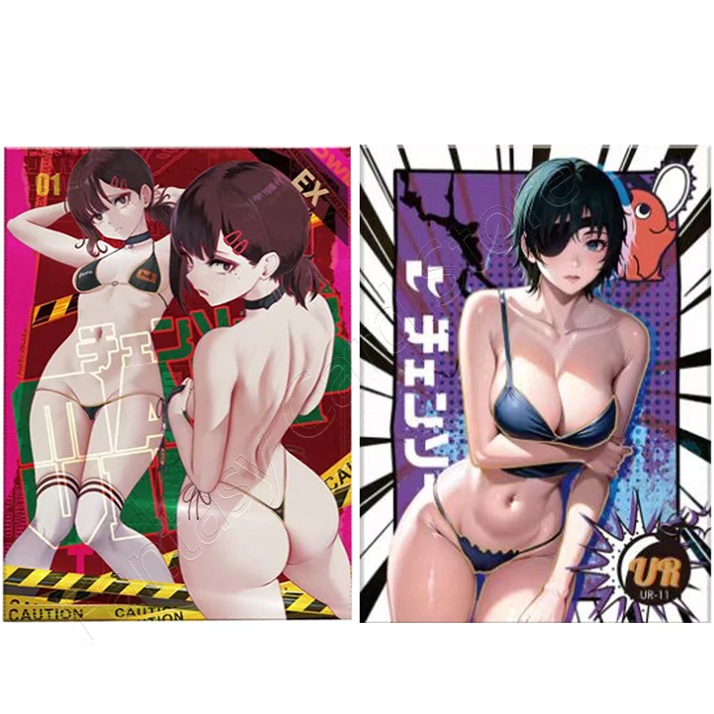 Sexy Nude Bikini Card ACG Goddess Story Card Big Breasts and Perky Butt Anime Chainsaw Man Limited Uniform Black Silk Sexy Girls