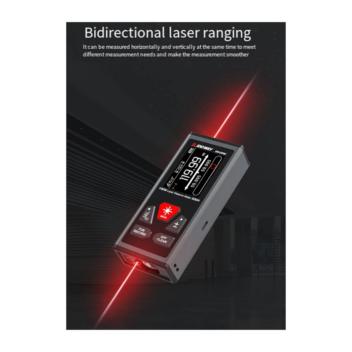 Imagem -04 - Recarregável Bothway Medidor de Distância Laser Rangefinder Digital Trena Range Finder Régua Eletrônica Swdr60