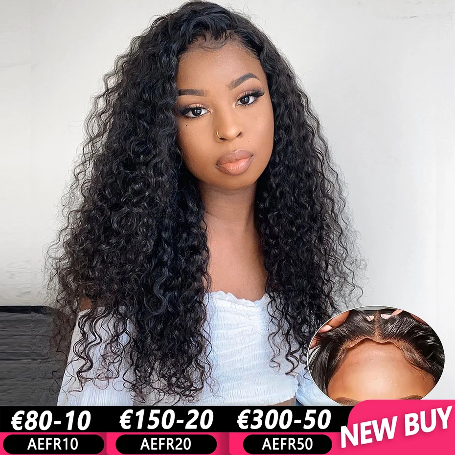 Ready Wear Wig Pre Cut Brazilian Deep Wave Curly 6x4  Lace Glueless Human Wig Ready To Go 5x5 Wig Pre Bleached Knots For Women