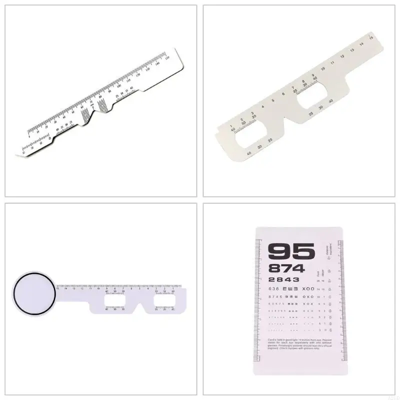 A2UD 눈 차트 PD 눈금자 눈 폐쇄 시력 검사 및 PD 측정을 위한 포켓 눈 테스트 차트 양면 눈 차트