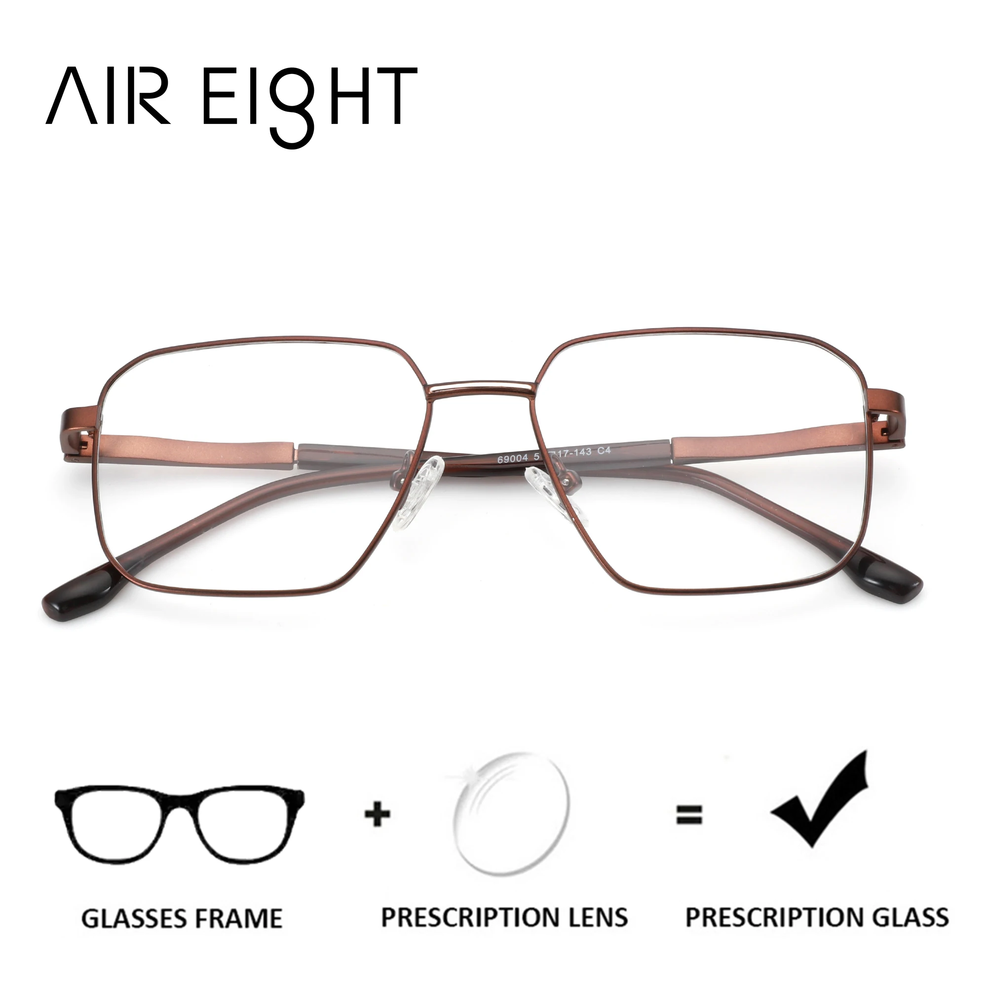

AIR EIGHT S Size Men's Metal Polygon Prescription Glasses Photochromic Vision Correction Eyewear Multifocal Optical Lenses