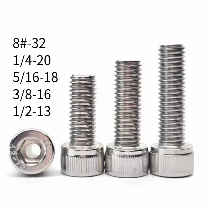 20 Pcs 8#-32 1/4-20 5/16-18 3/8-16 1/2-13 316 Stainless Steel Metric Cup Head Hexagon Socket Vacuum Hollow Screw