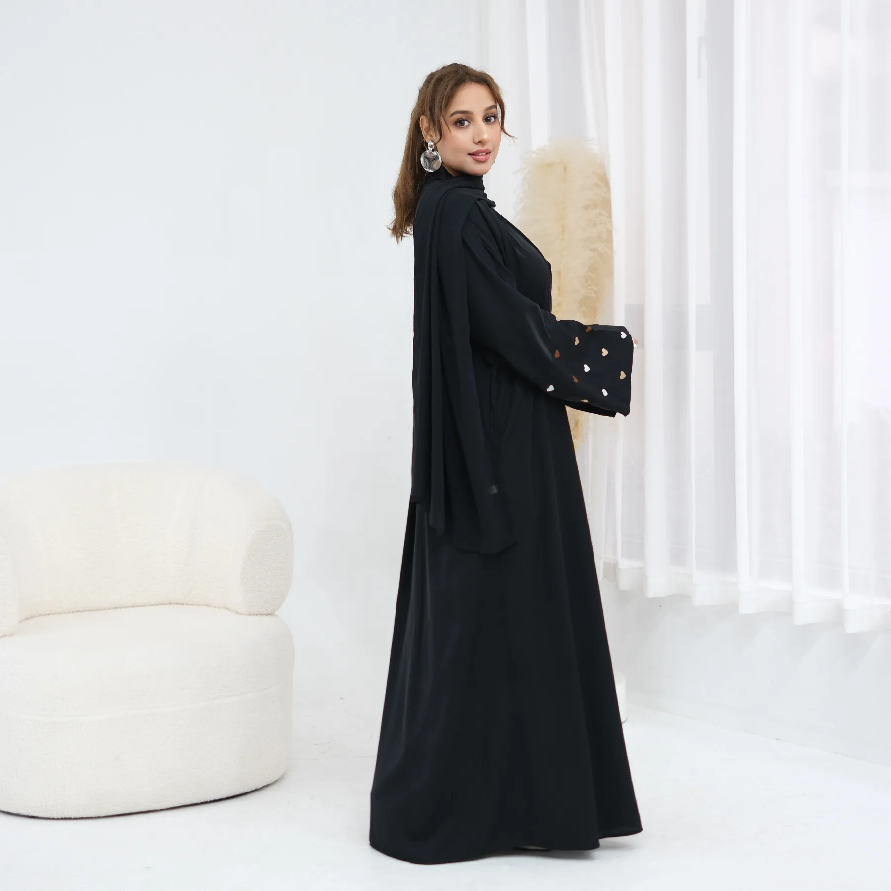 

Рамадан: Новинка! Вышитая открытая абайя, дубайский кафтан, женский мусульманский комплект с хиджабом, платье для Ид, кебая, исламская джалабия, кимоно, кардиган, роба, платья.