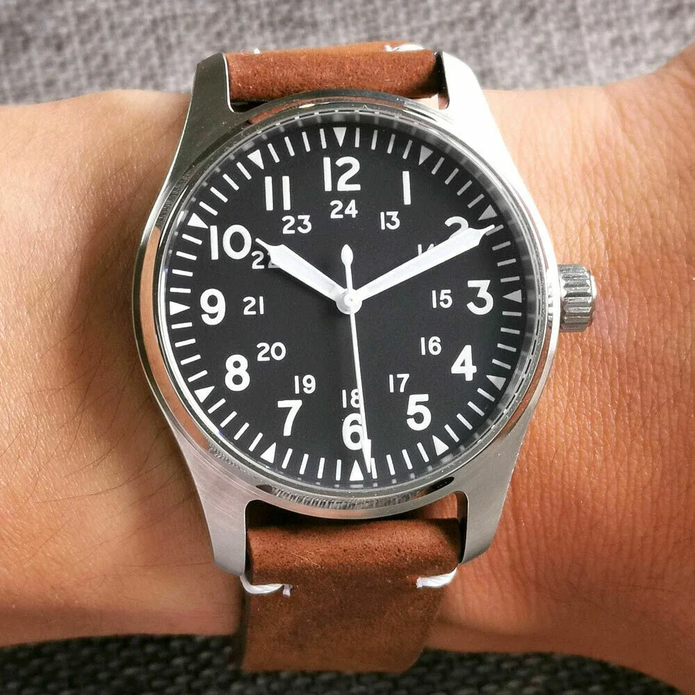 

Брендовые автоматические мужские часы Tandorio, водонепроницаемые часы для дайвера 20 бар, NH35A/PT5000, механизм со светящимся циферблатом, кожаный ремешок